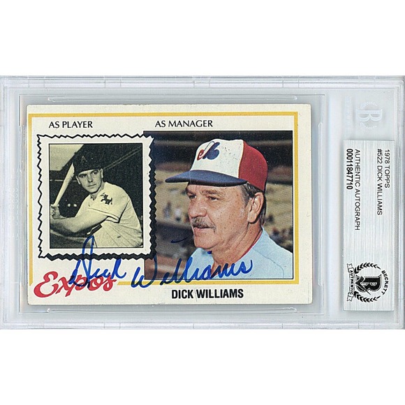 Dick Williams Signed Montreal Expos 1978 Topps Baseball Card Beckett Slab COA - Picture 1 of 6
